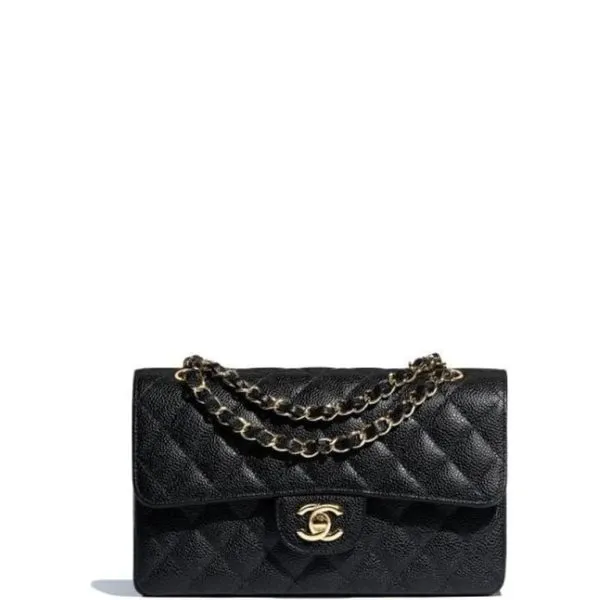 Chanel Medium Classic Flap Bag Gold Hardware Black 26cm