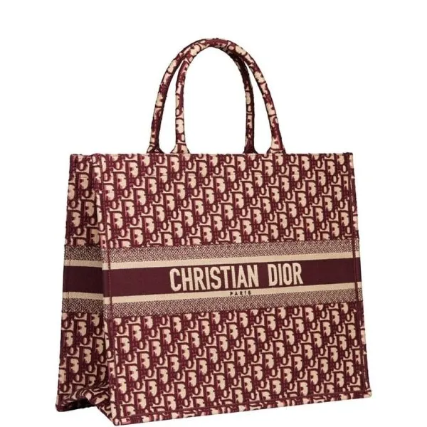 Dior Large Book Tote Oblique Embroidery Red 42cm