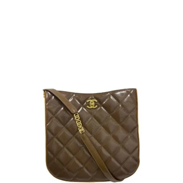 Chanel 22s Pearl Crush Hobo Bag Lambskin 28cm Khaki
