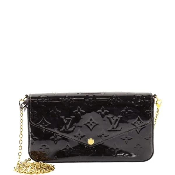 Louis Vuitton Pochette Felice Amarante Monogram Vernis Black 21cm