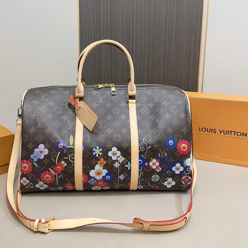 LOUIS VUITTON X TAKASHI MURAKAMI 45CM M14182 BANDOULIERE BROWN KEEPALL