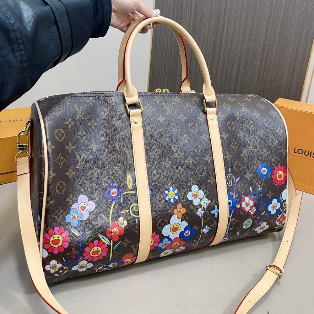 LOUIS VUITTON X TAKASHI MURAKAMI 45CM M14182 BANDOULIERE BROWN KEEPALL