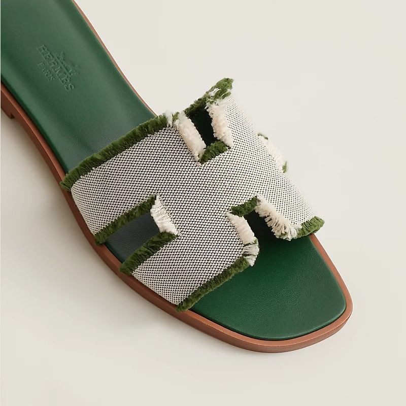 HERMES GREEN ORAN SANDAL