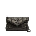 AINT LAURENT PUFFER SMALL CHAIN BAG IN QUILTED LAMBSKIN BLACK NOIR