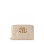 CHANEL 19 CARD HOLDER WITH ZIPPER LEATHER CREAM WALLET