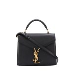 SAINT LAURENT CASSANDRA MEDIUM TOP HANDLE BAG BLACK GOLD 24CM