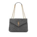 SAINT LAURENT LOULOU MEDIUM ASH GREY SHOULDER BAG