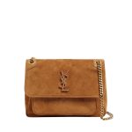 SAINT LAURENT NIKI BABY CHAIN BAG IN SUEDE BROWN