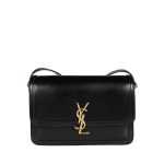 SAINT LAURENT SOLFERINO MEDIUM SATCHEL IN LACQUERED PATENT LEATHER BLACK