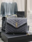 SAINT LAURENT LOULOU MEDIUM ASH GREY SHOULDER BAG