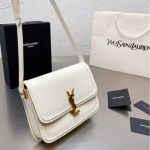 SAINT LAURENT SOLFERINO MEDIUM SATCHEL IN BOX WHITE GOLD 23CM