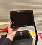 SAINT LAURENT SOLFERINO MEDIUM SATCHEL IN LACQUERED PATENT LEATHER BLACK