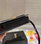 SAINT LAURENT SOLFERINO MEDIUM SATCHEL IN LACQUERED PATENT LEATHER BLACK