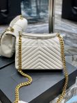SAINT LAURENT COLLEGE MEDIUM CHAIN BAG IN QUILTED LEATHER WHITE 24CM