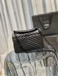 SAINT LAURENT COLLEGE MEDIUM CHAIN BAG IN QUILTED LEATHER BLACK NOIR 24CM