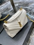 SAINT LAURENT COLLEGE MEDIUM CHAIN BAG IN QUILTED LEATHER WHITE 24CM