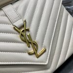 SAINT LAURENT COLLEGE MEDIUM CHAIN BAG IN QUILTED LEATHER WHITE 24CM