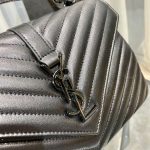 SAINT LAURENT COLLEGE MEDIUM CHAIN BAG IN QUILTED LEATHER BLACK NOIR 24CM