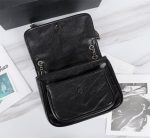 SAINT LAURENT NIKI BABY CHAIN BAG IN CRINKLED VINTAGE BLACK NOIR 21CM