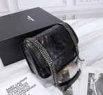SAINT LAURENT NIKI BABY CHAIN BAG IN CRINKLED VINTAGE BLACK NOIR 21CM