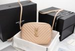 SAINT LAURENT LOU CAMERA BAG IN QUILTED LEATHER BEIGE GOLD