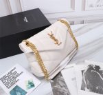 SAINT LAURENT PUFFER SMALL CHAIN BAG IN QUILTED LAMBSKIN WHITE GOLD