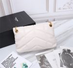 SAINT LAURENT PUFFER SMALL CHAIN BAG IN QUILTED LAMBSKIN WHITE GOLD