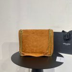 SAINT LAURENT NIKI BABY CHAIN BAG IN SUEDE BROWN