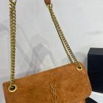 SAINT LAURENT NIKI BABY CHAIN BAG IN SUEDE BROWN