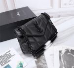 AINT LAURENT PUFFER SMALL CHAIN BAG IN QUILTED LAMBSKIN BLACK NOIR
