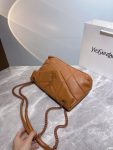SAINT LAURENT PUFFER SMALL CHAIN BAG IN QUILTED LAMBSKIN DARK HONEY