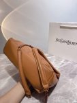SAINT LAURENT PUFFER SMALL CHAIN BAG IN QUILTED LAMBSKIN DARK HONEY