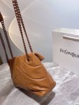 SAINT LAURENT PUFFER SMALL CHAIN BAG IN QUILTED LAMBSKIN DARK HONEY
