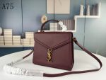 SAINT LAURENT CASSANDRA MEDIUM TOP HANDLE IN GRAIN DE POUDRE EMBOSSED DARK PECAN