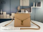 SAINT LAURENT CASSANDRA MEDIUM TOP HANDLE IN GRAIN DE POUDRE EMBOSSED DARK BEIGE