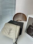 SAINT LAURENT NIKI VINTAGE LEATHER CHAIN WALLET CREAM