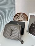 SAINT LAURENT NIKI VINTAGE LEATHER CHAIN WALLET GREY