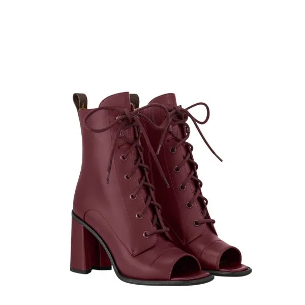 Louis Vuitton Berlin Open Toe Ankle Boot Bordeaux Red