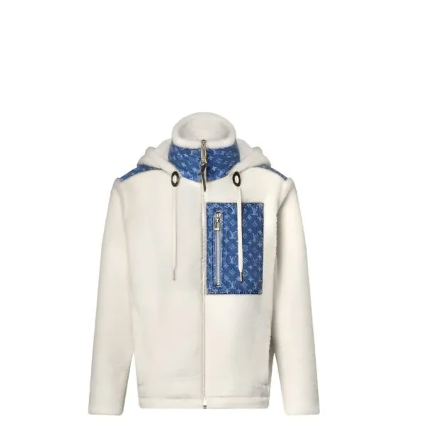 Louis Vuitton Monogram Accent Fleece Jacket Beige