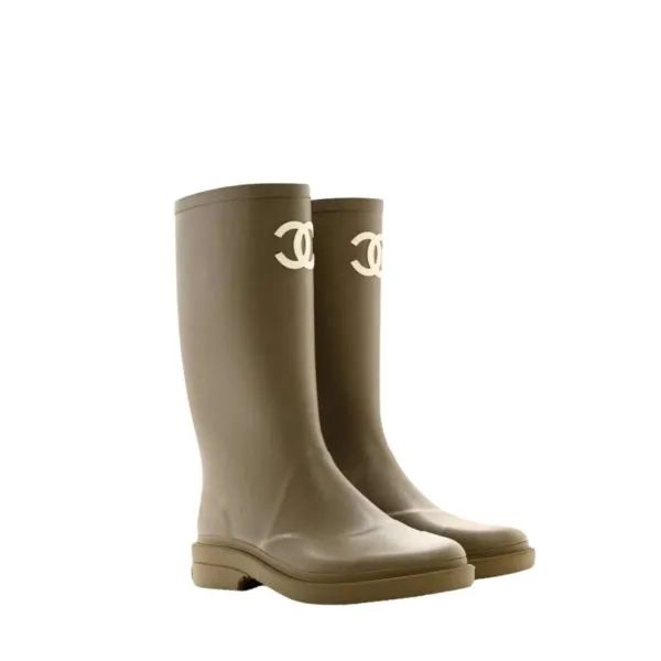 Chanel Rubber Rain Boots Beige