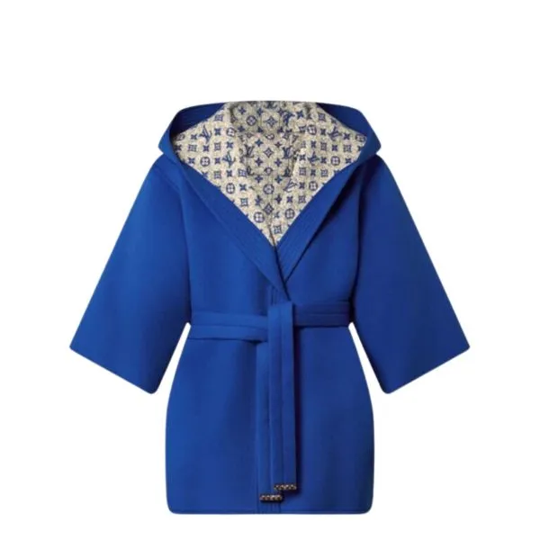 Louis Vuitton Monogram Wrap Coat Ficelle Foncee Blue