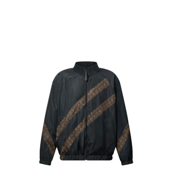 Louis Vuitton Monogram Stripe Zip Up Jacket Black