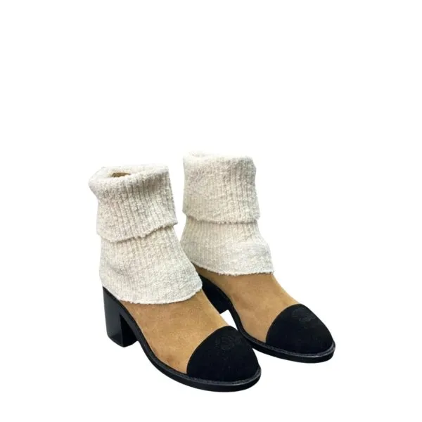 Chanel Knit Boots Beige G46038 B18433 Nzzx3