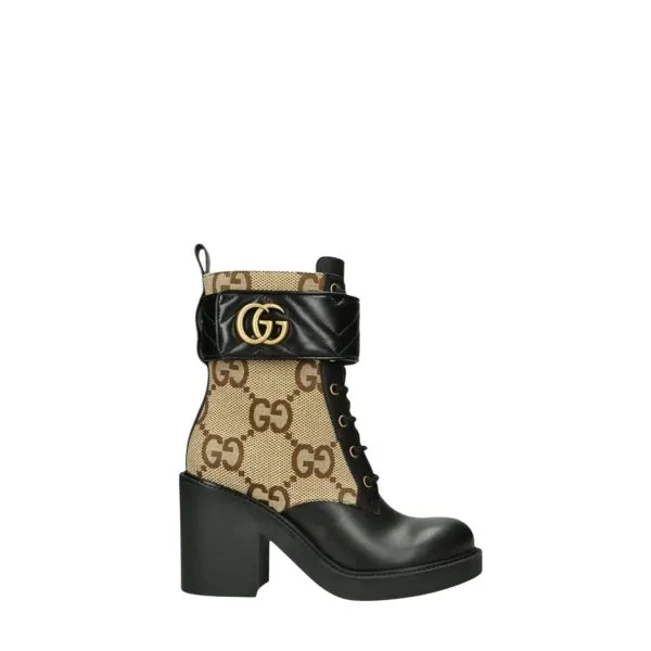 Gucci With Double G Ankle Boots Camel Ebony