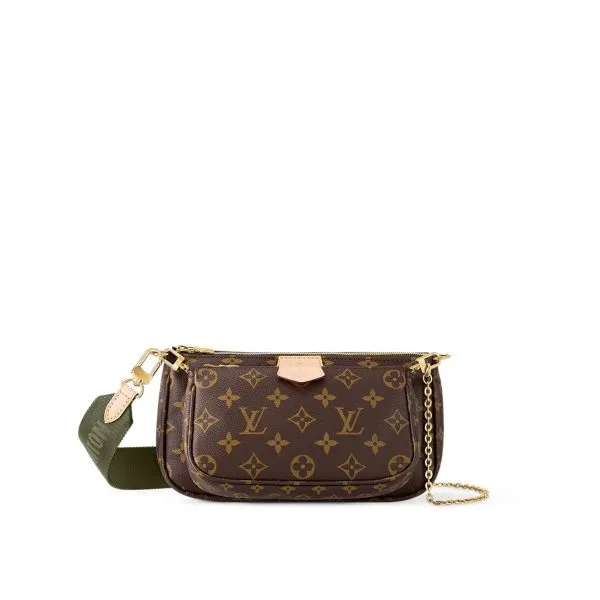 Louis Vuitton Multi Pochette Accessoires Monogram Canvas Khaki For Women, 9.4in/24cm